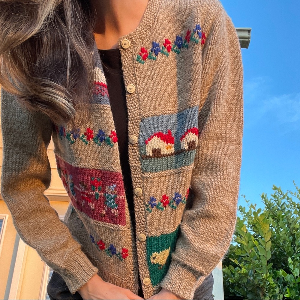 Vintage Allen Solly Storybook Countryside Grandma Sweater